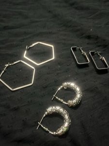 Set of 3 Unique Hoop Earrings
