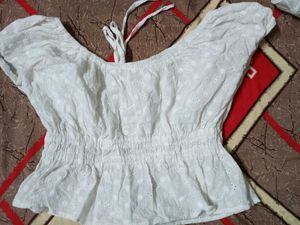 Stylish White Lace Cropped Top