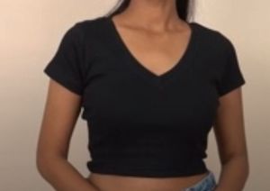 Black V-Neck Crop Top