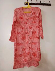 Coral Printed Short Kurta🧡