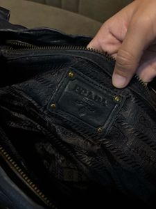 Prada Black Leather Hobo Bag