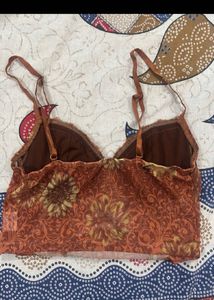 y2k Vintage Floral Lace Trim Crop Top