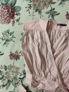 ZARA Pink Wrap Front Crop Top