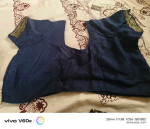 Vibrant Floral Print Navy Blue Saree