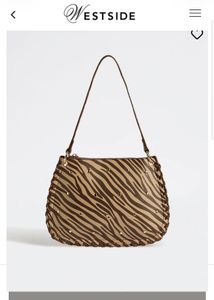 Westside Zebra Print Shoulder Bag with Studs