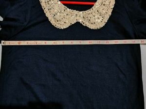 Navy Blue Top with Sequined Collar