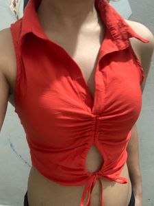 Chic Ruched Front Sleeveless Top