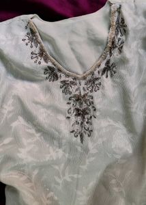 Delicate White Kurti with Embroidered Neckline