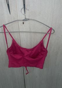 Hot Pink Lace-Up Crop Top