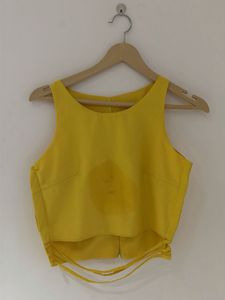 Yellow Sleeveless Crop Top