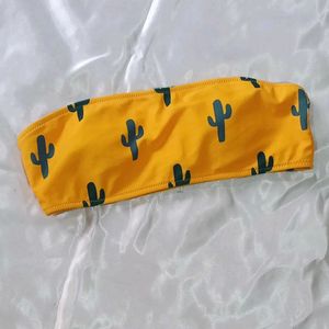 Mustard Cactus Prints Padded Tube Bra