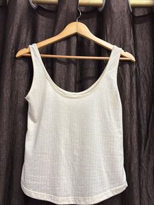 Y2K Cream Lace Trim Tank Top