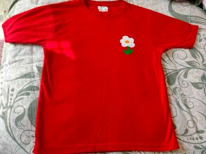 Red T-Shirt with Flower Design