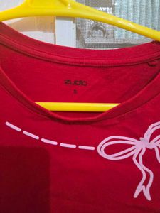 Cute Red T-Shirt with Bow &amp; Flower Design