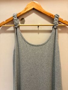 Scrunchie Strap Gray Maxi Dress