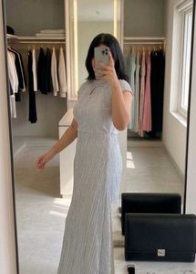 Elegant Silver Pleated Maxi Dress