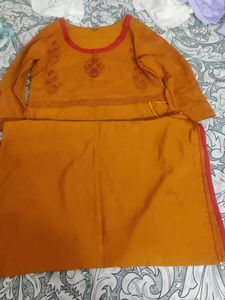 Mustard Kurta with detachable shrug