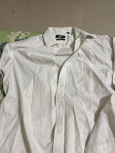Men's White Slim Fit Cotton Blend Shirt
