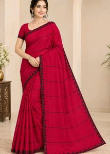Elegant margenta color Embroidered Saree
