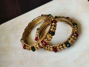 Gold Plated Bangles with Stones