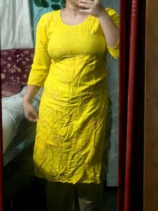 2 piece kurti yellow and green