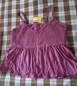 Crochet & Ruffled Cami Top