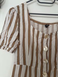 Striped Button-Down Mini Dress