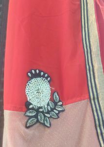 Embroidered Red Saree