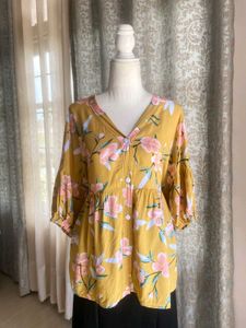 Mustard Yellow Floral Top Super Soft