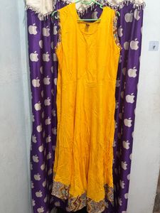 Yellow Kurta Set with Printed Jacket