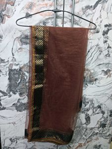 Brown Dupatta 👗with Gold Border