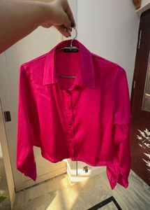 Vibrant Pink Cropped Shirt