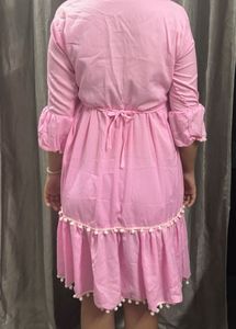 Embroidered Pink Flared Kurta