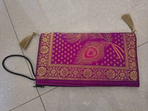 Ethnic Peacock Feather Clutch