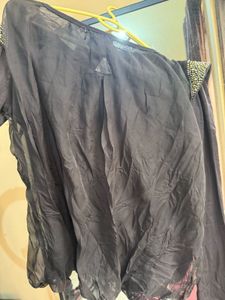 Sparkling Black Long Sleeve Blouson PArtyTop