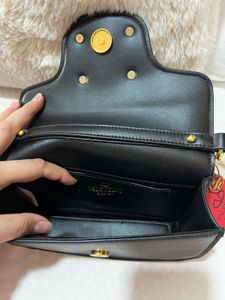 Valentino Black Handbag with Crystal Logo