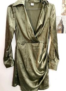 Satin Ruched Mini Dress