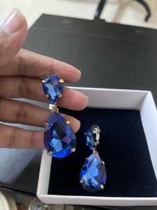 Elegant Blue Crystal Drop Earrings