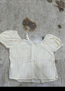 Cream Puff Sleeve Tie-Front Top