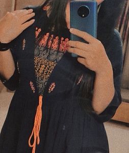 Elegant Navy Blue Jacket Style Long Dress