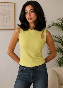 Bright Yellow Cut-Out Tank Top