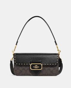 Coach Studded Monogram Shoulder Bag