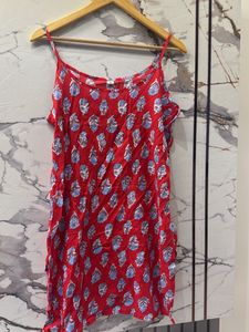 Red Floral Print Camisole Dress