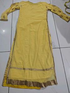 yellow embroidery kurta set
