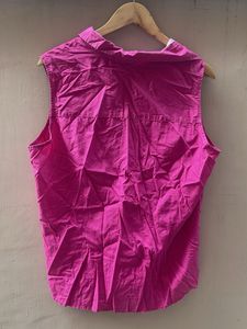 Sleeveless Pink Button-Up Shirt