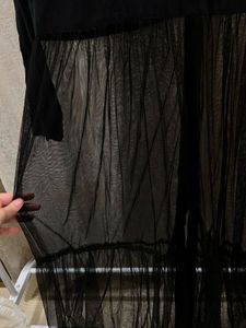 Black Mesh Tiered Maxi Dress