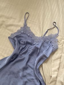 Silky Sleep Dress with Lace Trim