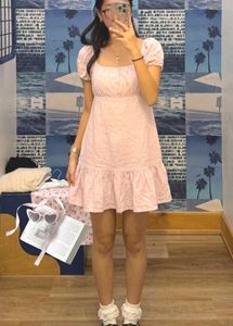 y2k Cute Pink Ruffle Dress