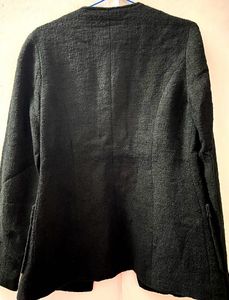 Solid Black Tweed Tailored Jacket