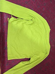 Lime Green Ruched Long Sleeve Top